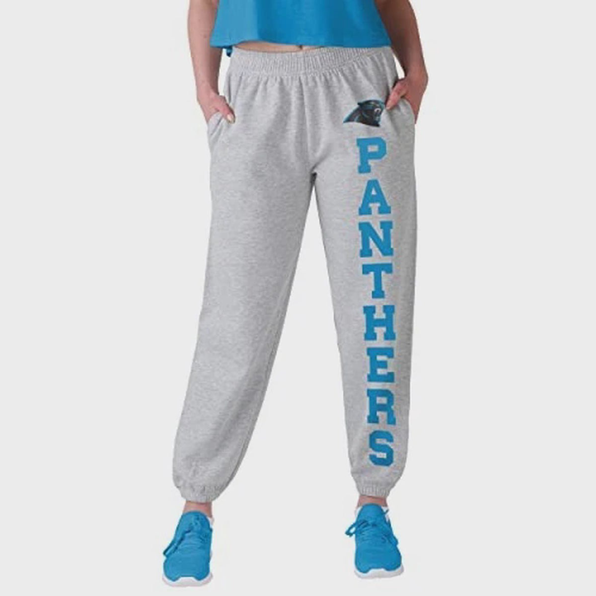 FOCO NFL Carolina Panthers Big Wordmark Gray Sweatpants - Womens