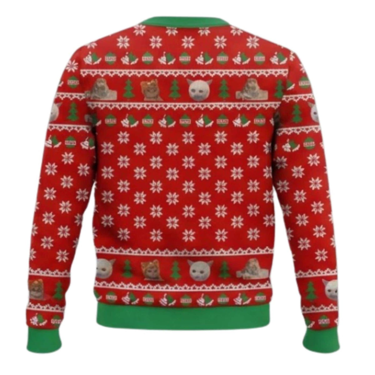 Funny Cat Christmas Sweatshirt Gagging Cat Meme Red Green Holiday Pullover