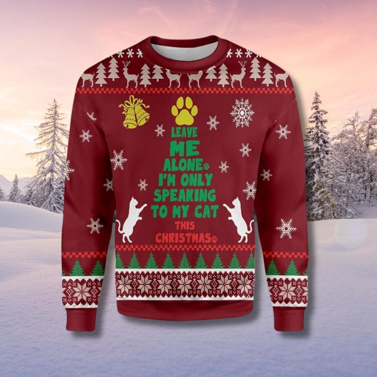 Funny Cat Lover Ugly Christmas Sweater Introvert Holiday Knit