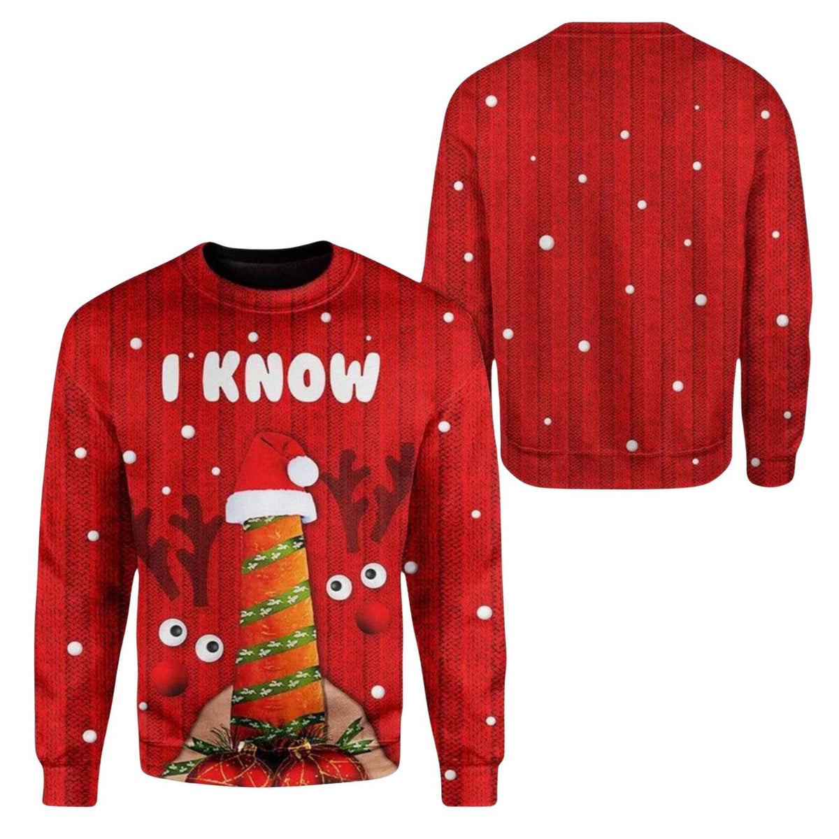 Funny Christmas Gnome Sweater, Red Ugly Xmas Pullover, Unisex Holiday Party Gift