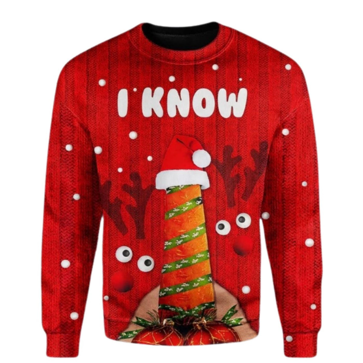 Funny Christmas Gnome Sweater, Red Ugly Xmas Pullover, Unisex Holiday Party Gift