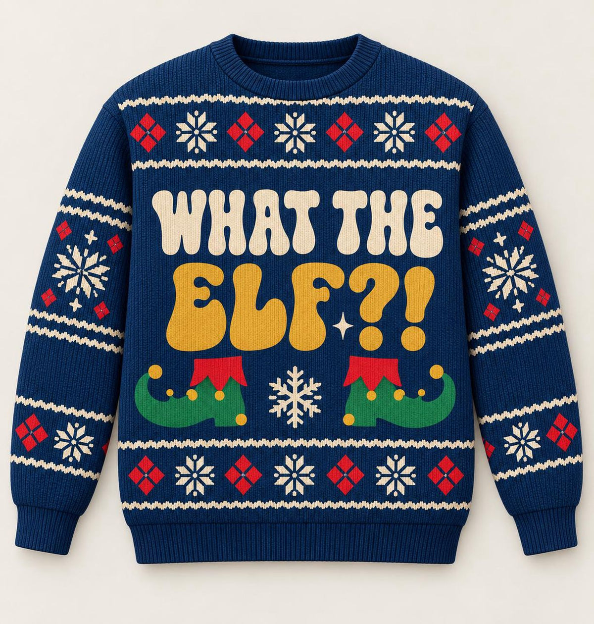 Funny Elf Ugly Christmas Sweater, Retro Holiday Humor Sweatshirt, Festive Xmas Party Pullover