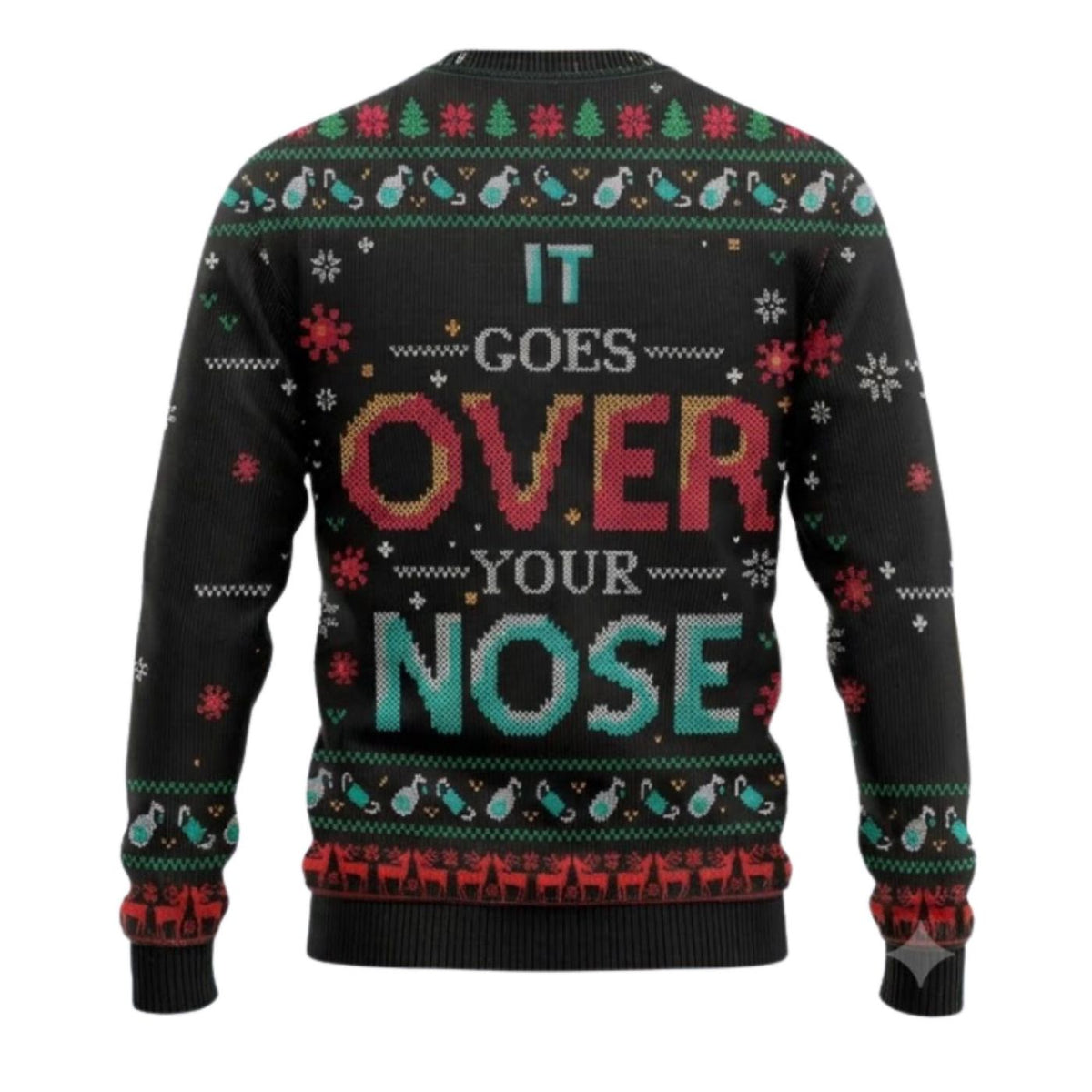 Funny Face Mask Ugly Christmas Sweater, It Goes Over Your Nose, Unisex Holiday Knitwear