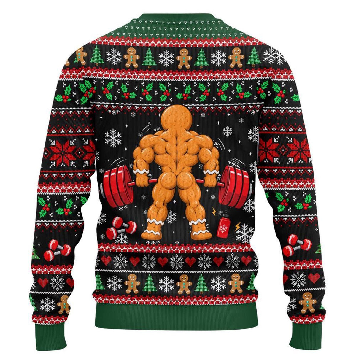 Funny Gingerbread Sweater for Men Women Youth, Fake Ugly Christmas Sweater Gingerbread Fitness, Holiday Christmas Party Gift for Gym Lovers