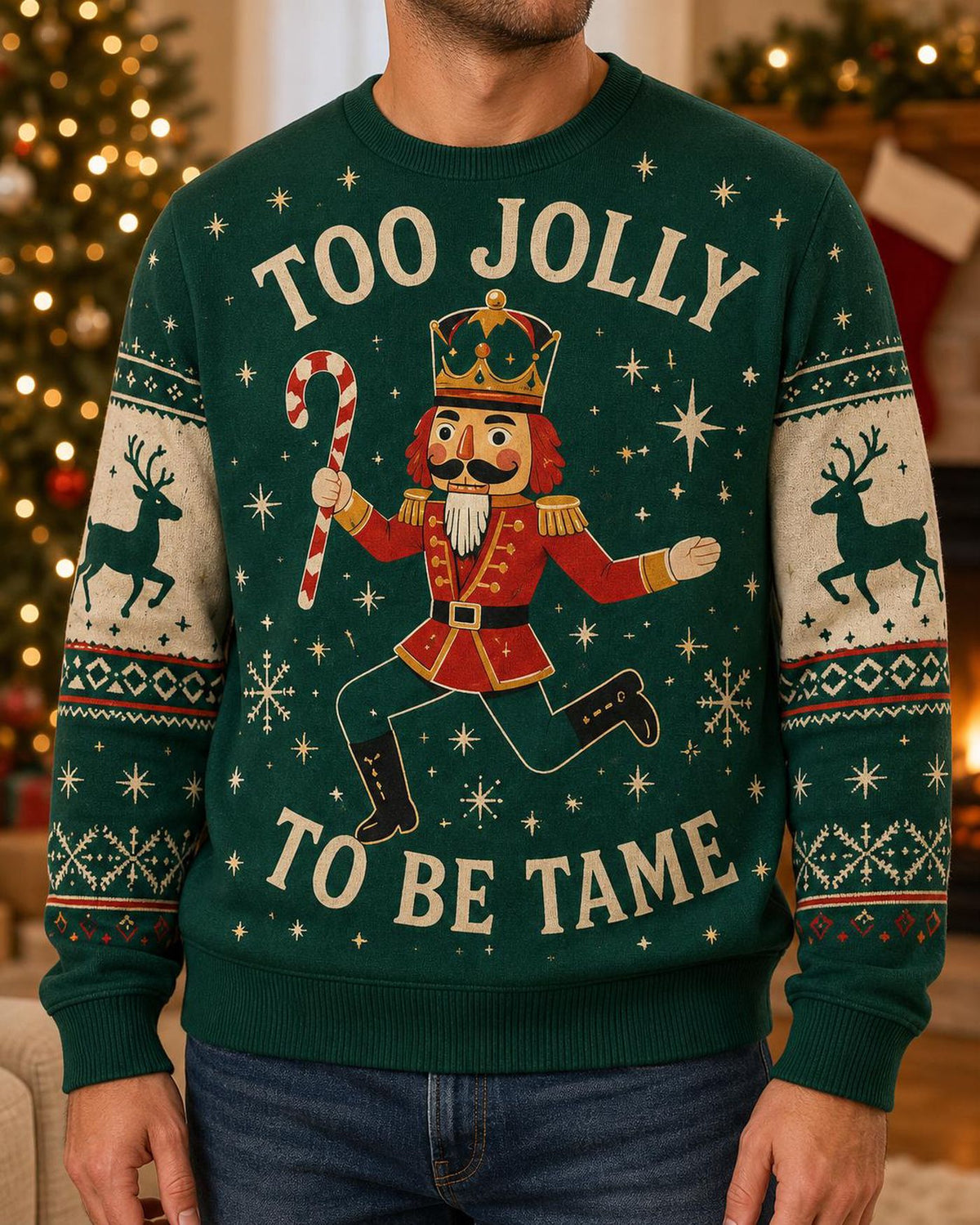 Funny Nutcracker Ugly Christmas Sweater, Toy Soldier Holiday Sweatshirt, Candy Cane Christmas Party Pullover