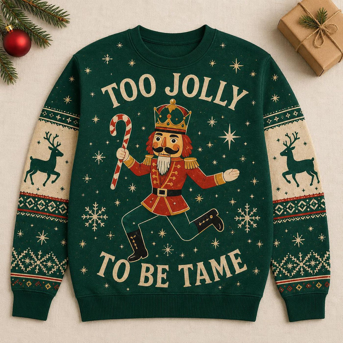 Funny Nutcracker Ugly Christmas Sweater, Toy Soldier Holiday Sweatshirt, Candy Cane Christmas Party Pullover
