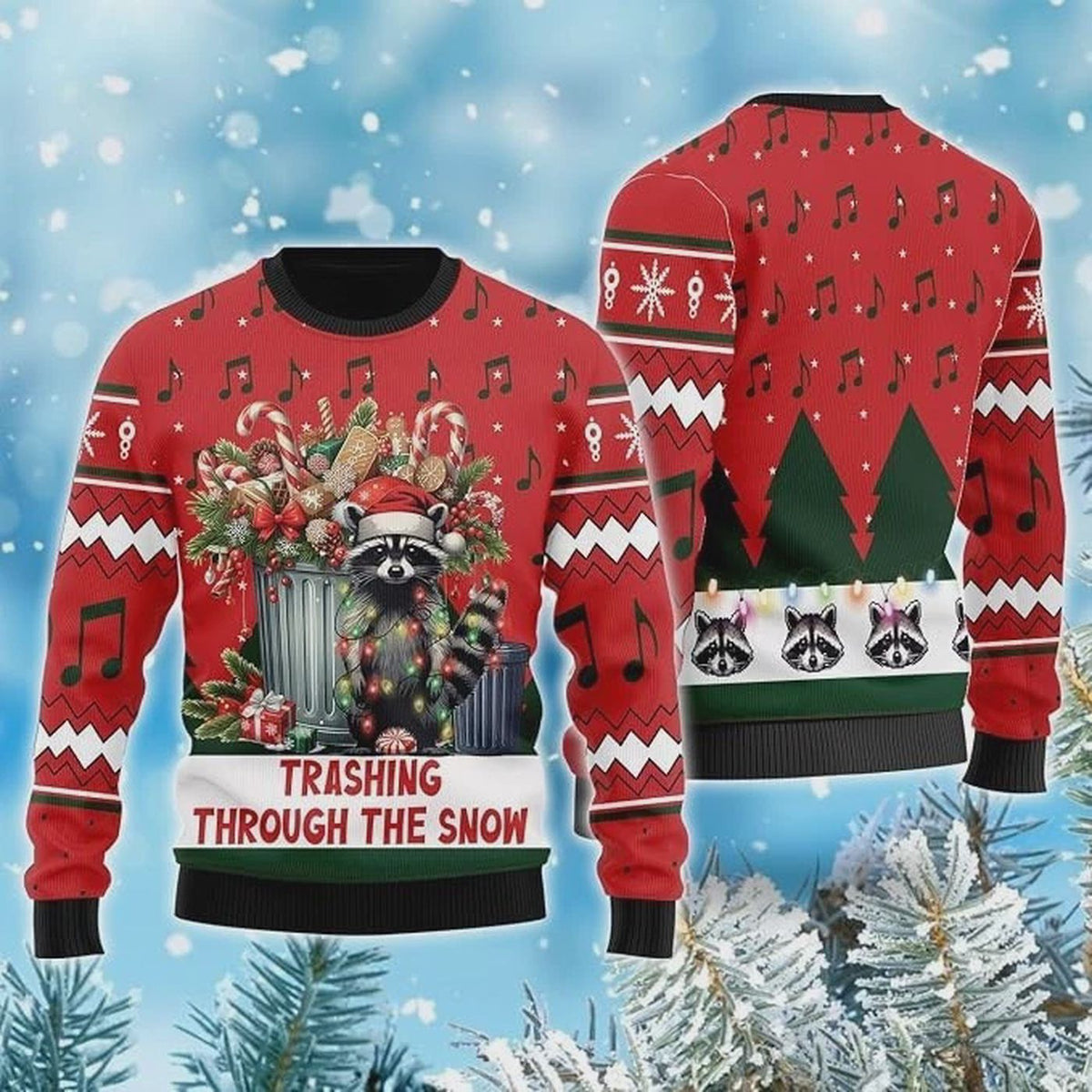 Funny Raccoon Ugly Christmas Sweater Trash Panda Animal Men Women Sweatshirt 3D