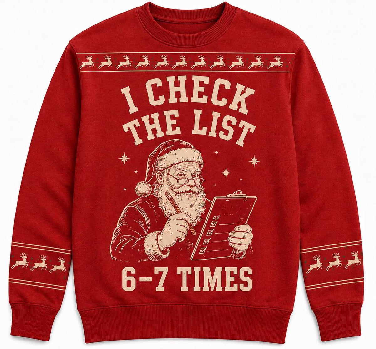 Funny Santa Checklist Ugly Christmas Sweater, Red Naughty List Holiday Sweatshirt, Christmas Party Gift for Adults