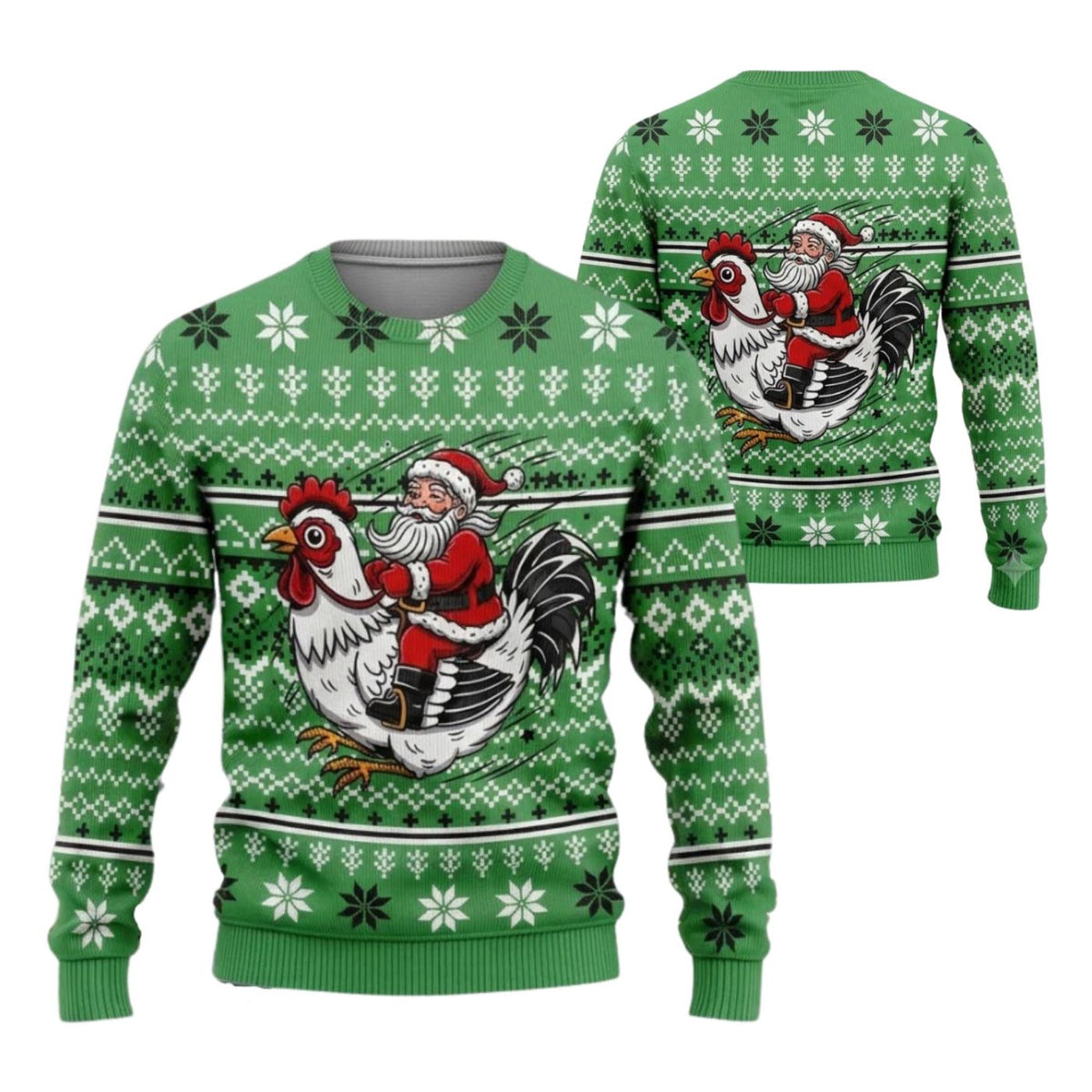 Funny Santa Chicken Sweater, Unisex Ugly Christmas Sweater, Farmhouse Holiday Gift