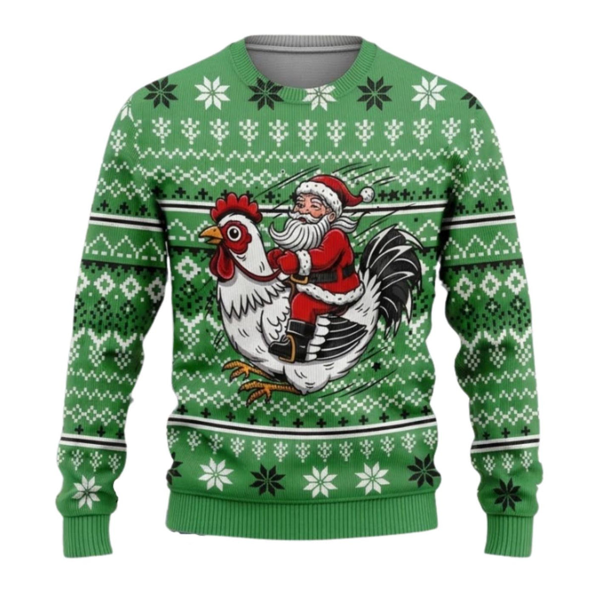 Funny Santa Chicken Sweater, Unisex Ugly Christmas Sweater, Farmhouse Holiday Gift