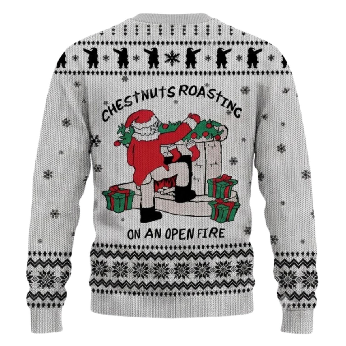 Funny Santa Christmas Sweater, Chestnuts Roasting Ugly Xmas Jumper, Unisex Adult Gift