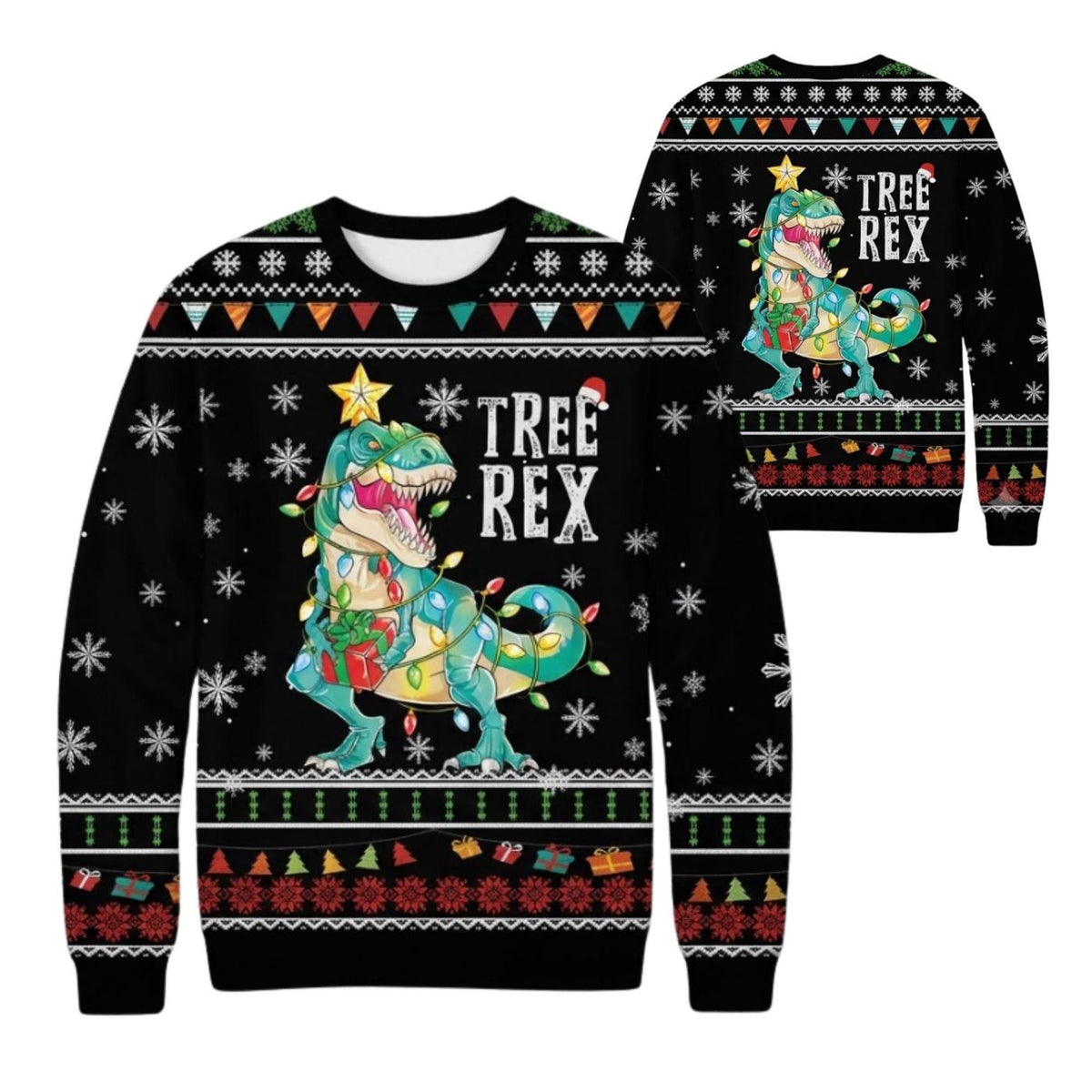 Funny T Rex Christmas Sweater, Unisex Ugly Christmas Sweater, Dinosaur Holiday Gift