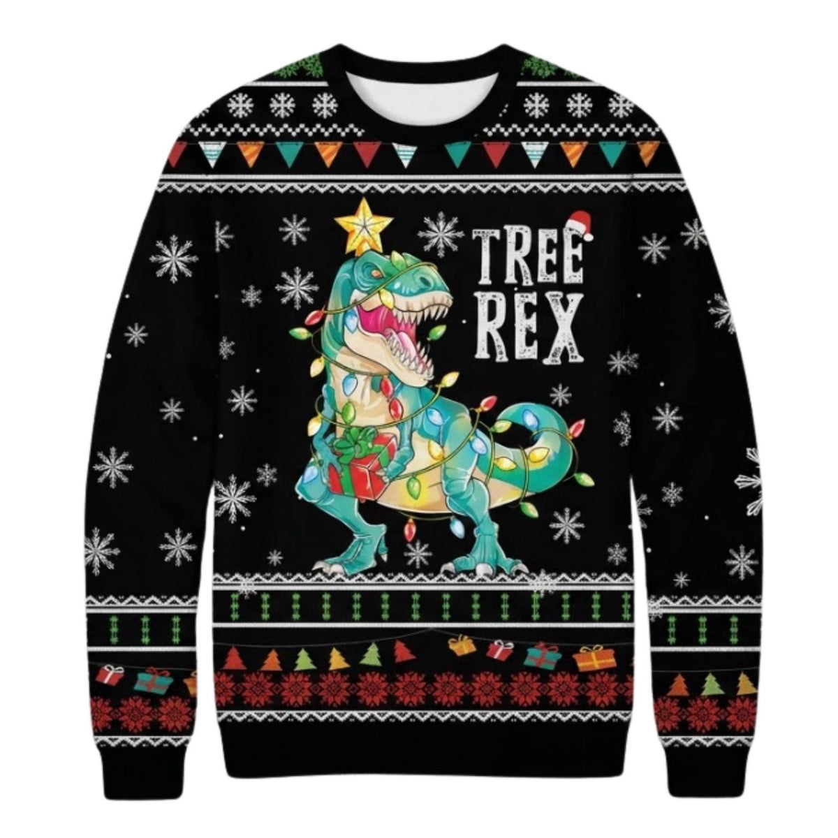 Funny T Rex Christmas Sweater, Unisex Ugly Christmas Sweater, Dinosaur Holiday Gift