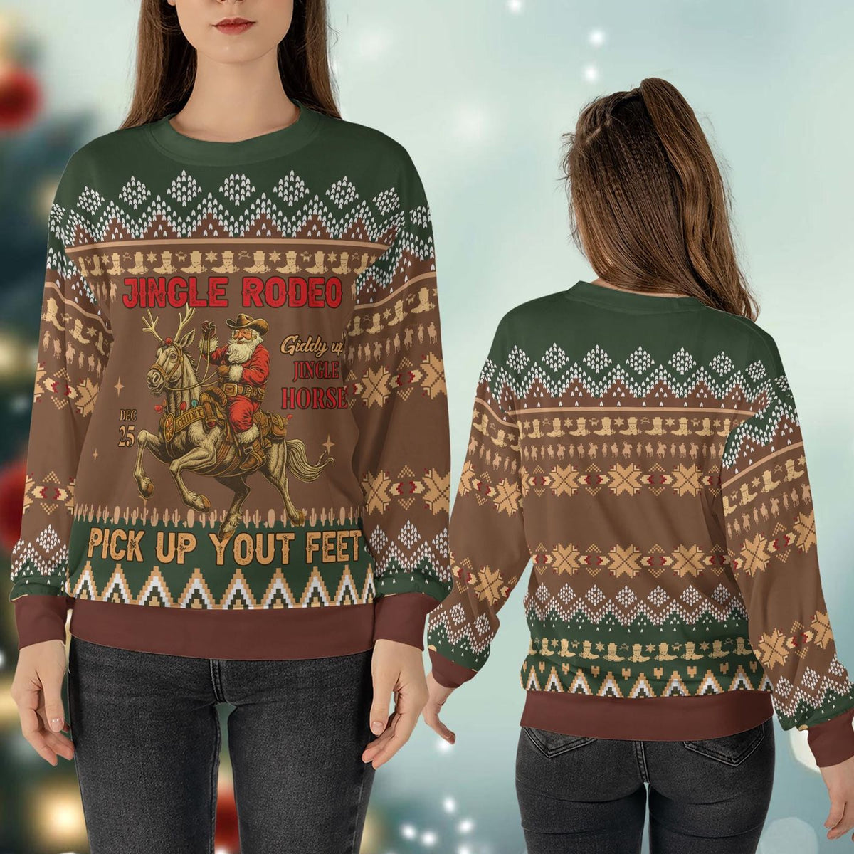 Giddy Up Jingle Horse Cowboy Christmas Ugly Sweater Sweatshirt