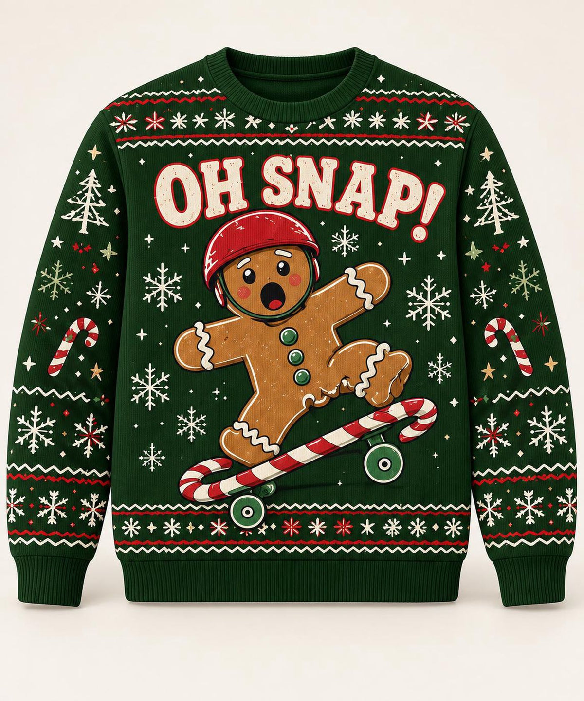 Gingerbread Skateboard Ugly Christmas Sweater, Funny Cookie Holiday Sweatshirt, Skater Xmas Party Pullover
