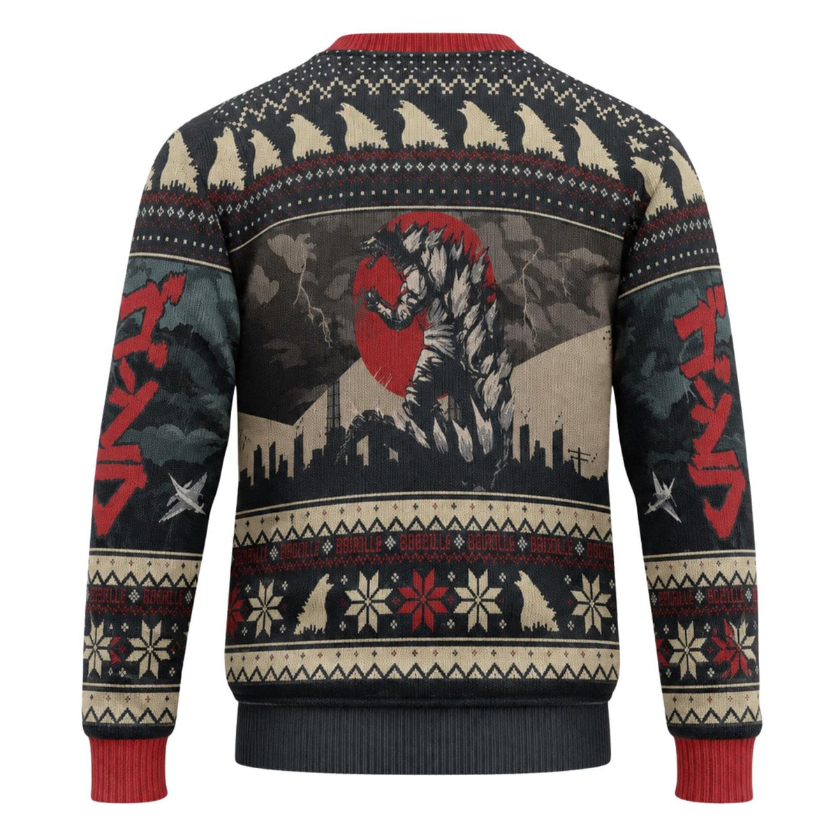 Godzilla Japanese Christmas Sweater Kaiju Ugly Xmas Jumper Monster Movie Fan Gift