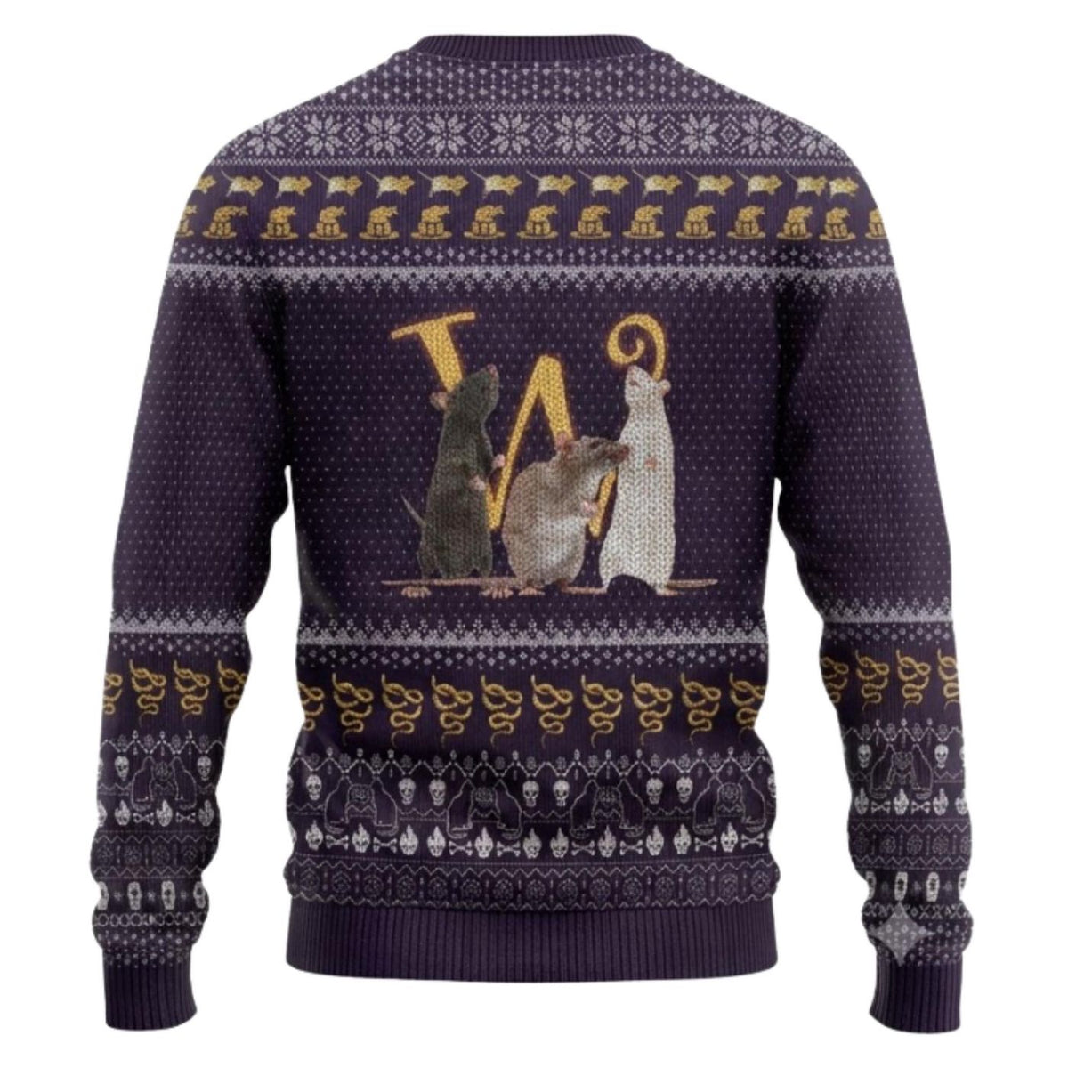 Gothic Rat Christmas Knitted Sweater, Dark Mouse Ugly Xmas Jumper, Unisex Holiday Gift