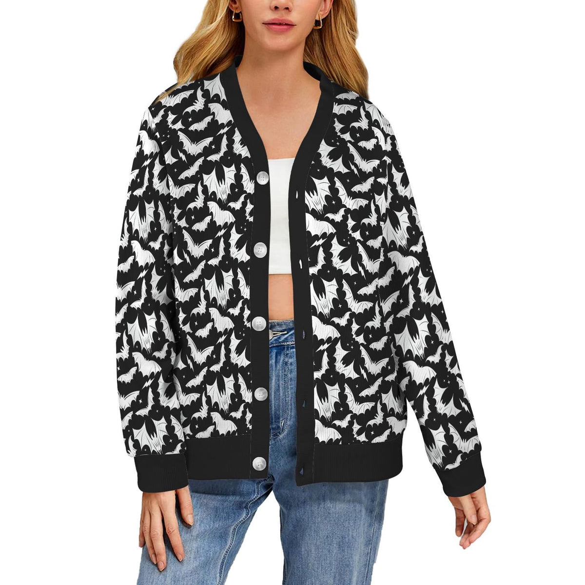 Halloween Gothic Bats Cardigan Goth Batty Spooky Alt Fall Creepy