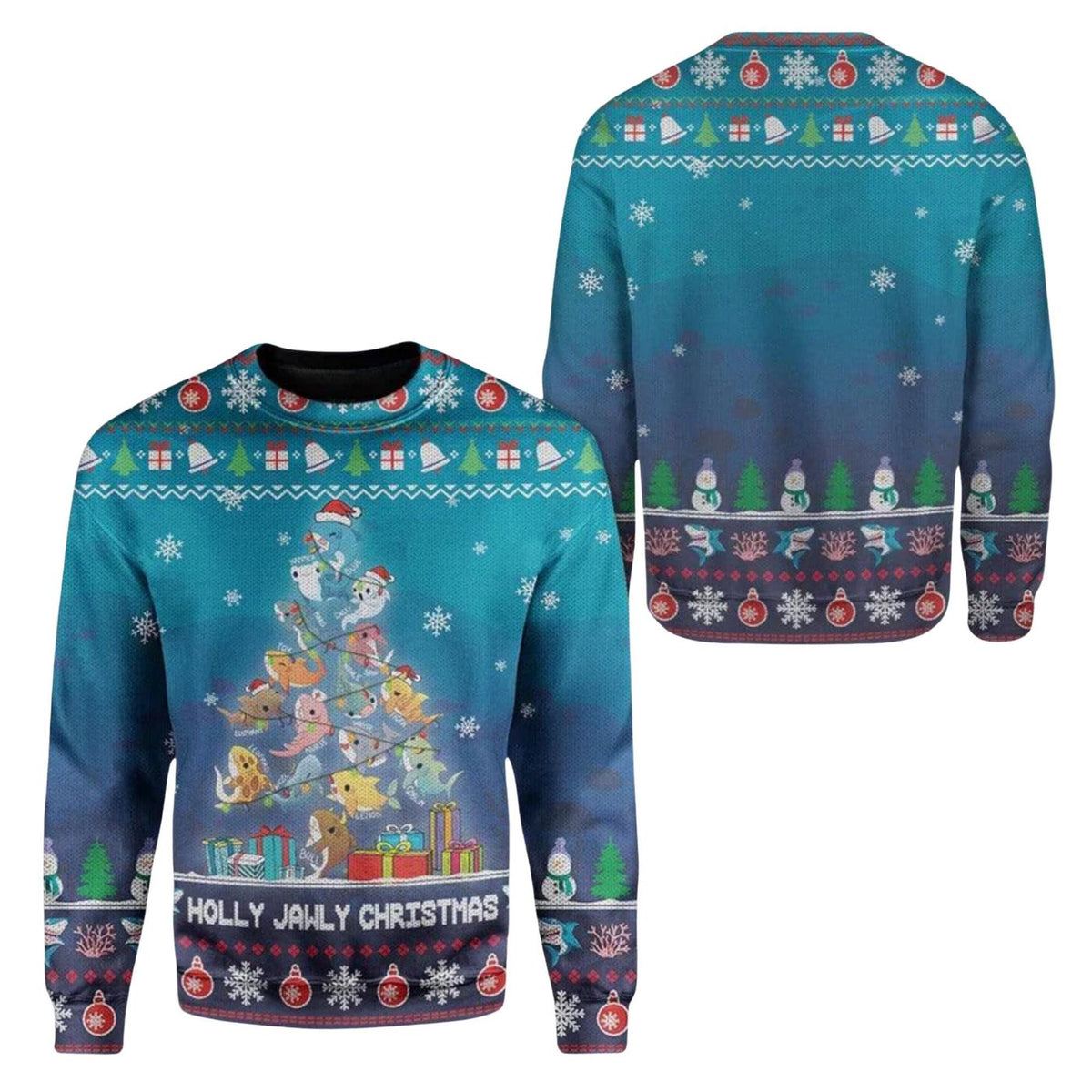 Holly Jolly Christmas Sweater, Funny Ocean Sea Animal Ugly Xmas Jumper Men Women