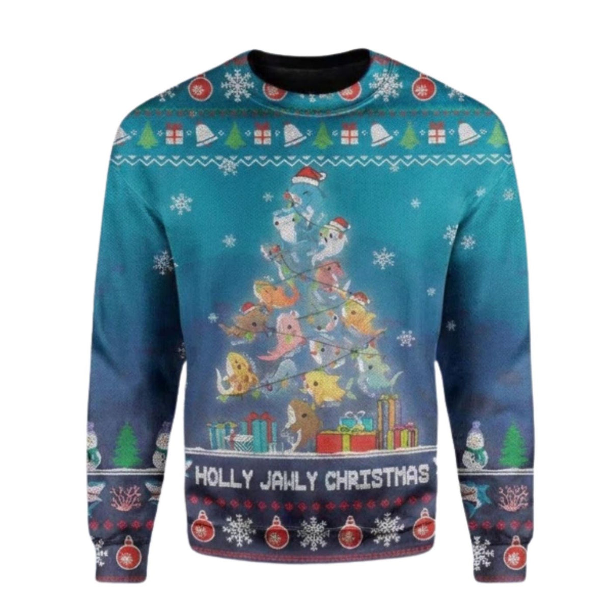 Holly Jolly Christmas Sweater, Funny Ocean Sea Animal Ugly Xmas Jumper Men Women