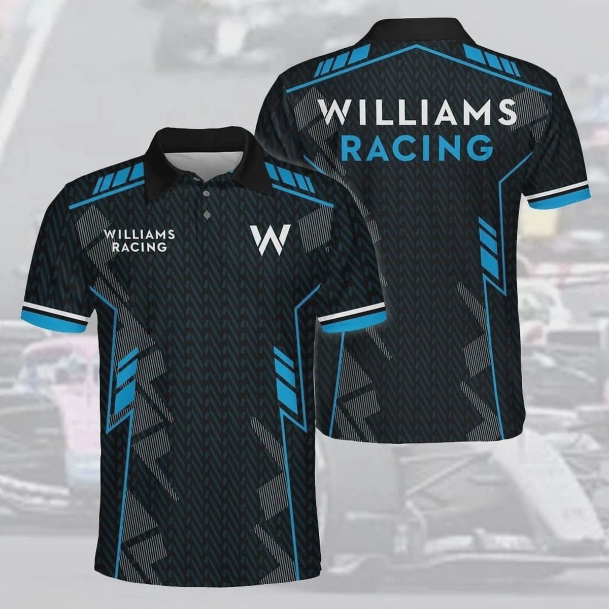 HOT! William Racing Team 2026 AOP Black Polo Gift Racing Fan