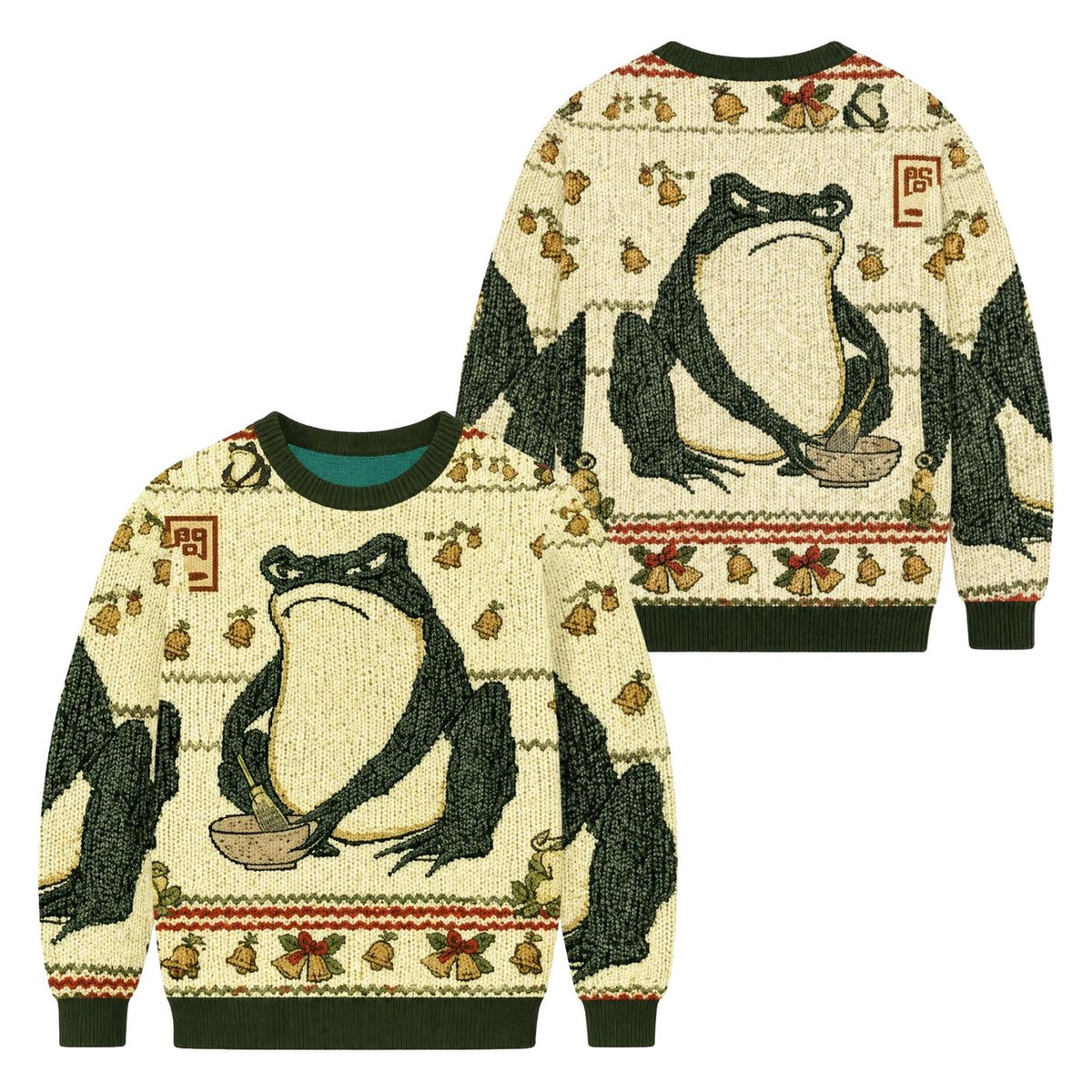 Japanese Frog Christmas Sweater Funny Ramen Ugly Xmas Jumper Kawaii Holiday Gift