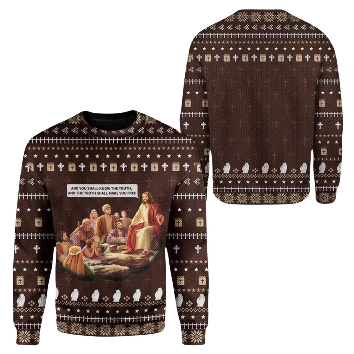 Jesus Bible Verse Ugly Christmas Sweater, Christian Faith Holiday Gift for Men Women