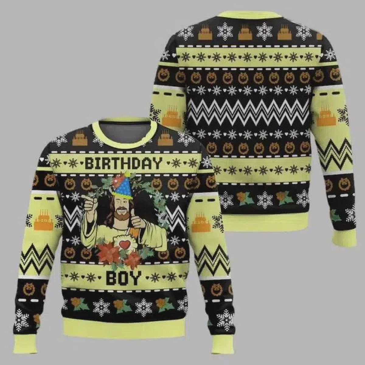 Jesus Birthday Boy Ugly Christmas Sweater S-5XL
