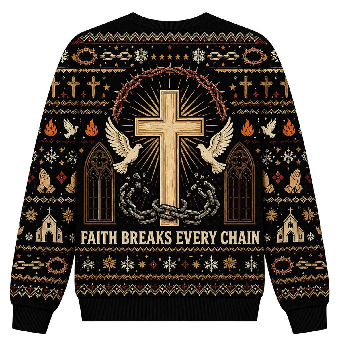Jesus Has Your Back Knitted Sweater Christian Christmas Ugly Faith Gift