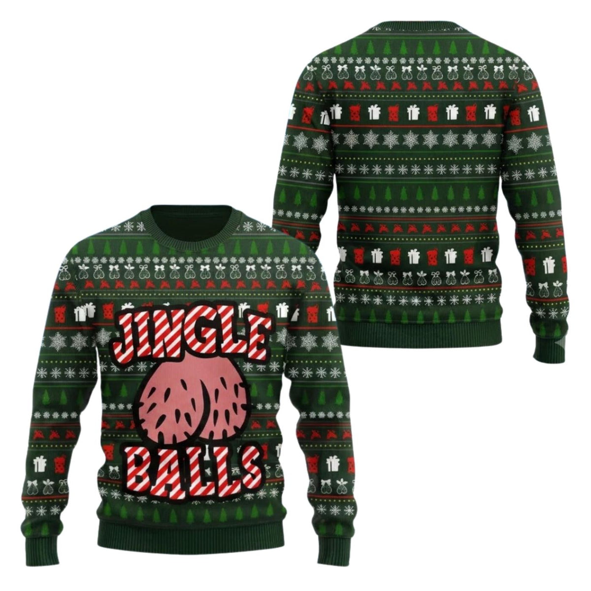 Jingle Balls Christmas Sweatshirt Funny Adult Humor Green Holiday Party