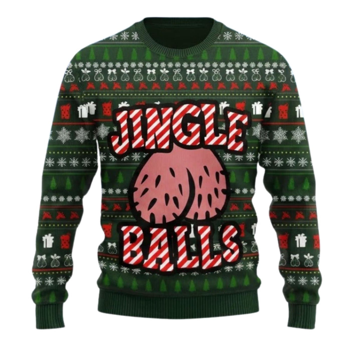 Jingle Balls Christmas Sweatshirt Funny Adult Humor Green Holiday Party