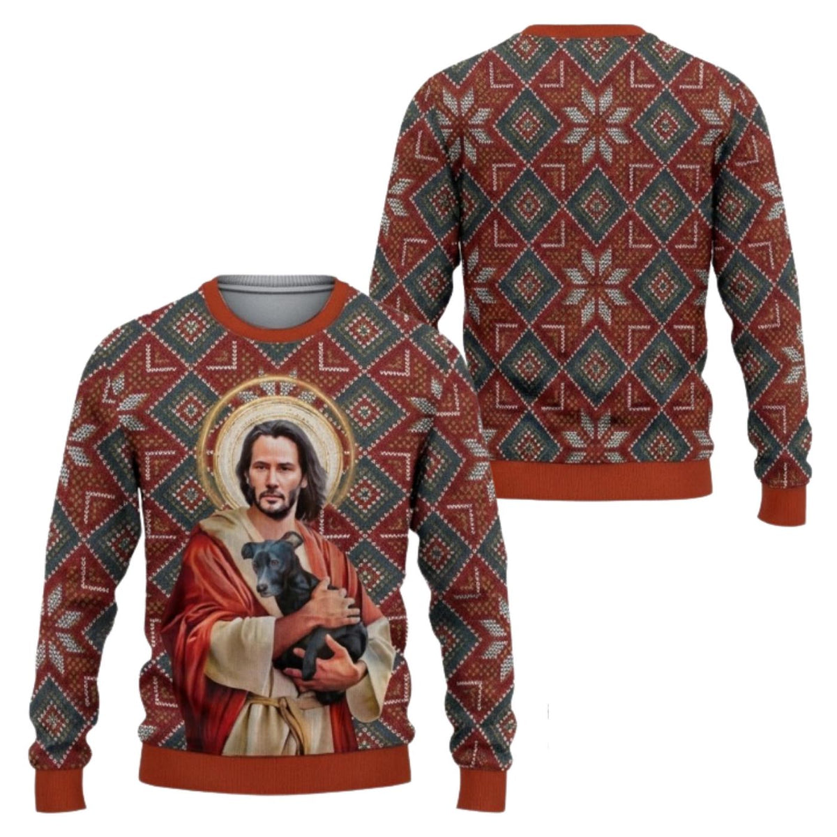 Keanu Reeves Jesus Christmas Sweater Fan Gift