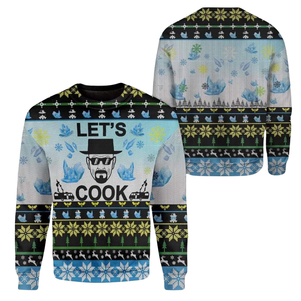 Let's Cook Ugly Christmas Sweater, Blue Crystal Knit Pullover, Unisex Gift for Fans