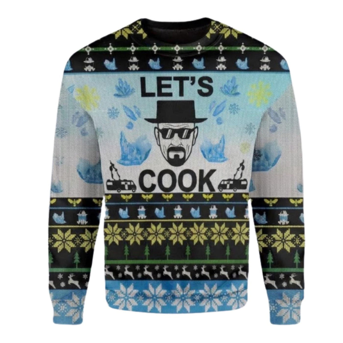 Let's Cook Ugly Christmas Sweater, Blue Crystal Knit Pullover, Unisex Gift for Fans