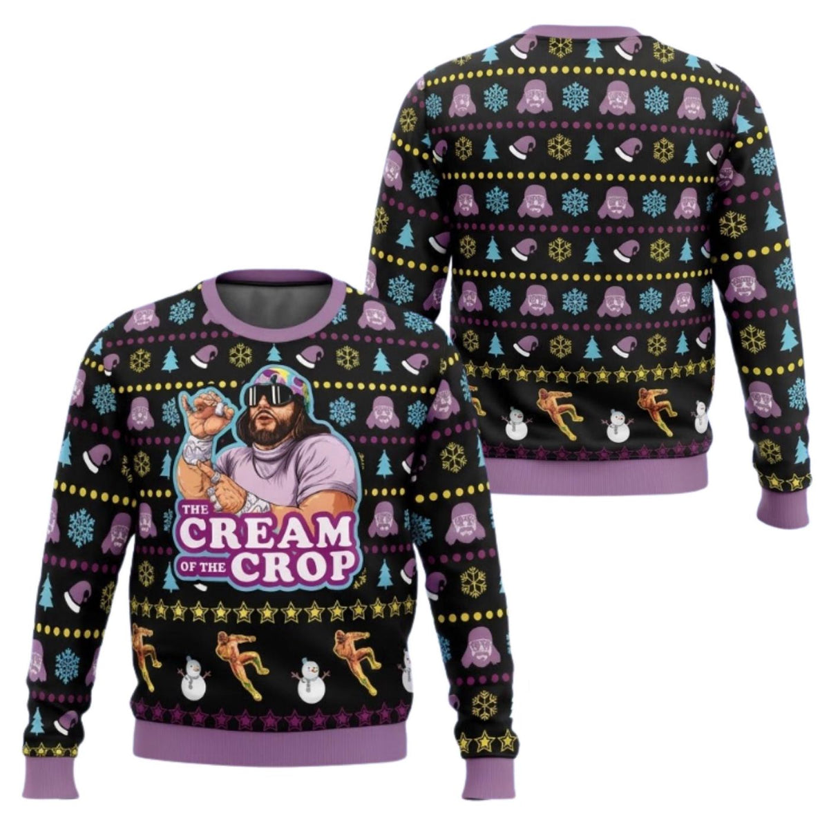 Macho Man Christmas Sweater Cream of the Crop Ugly Holiday Jumper Wrestling Gift