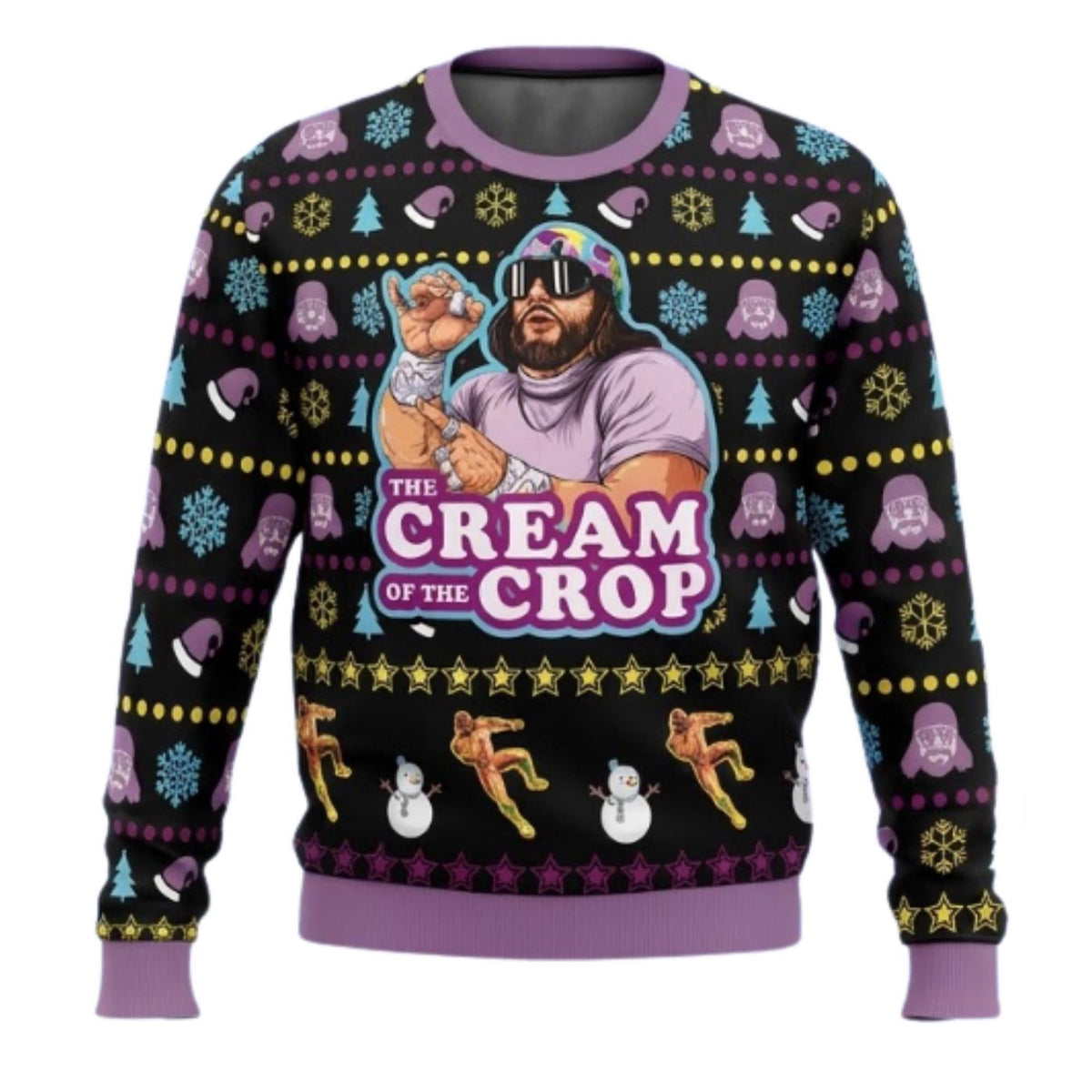 Macho Man Christmas Sweater Cream of the Crop Ugly Holiday Jumper Wrestling Gift