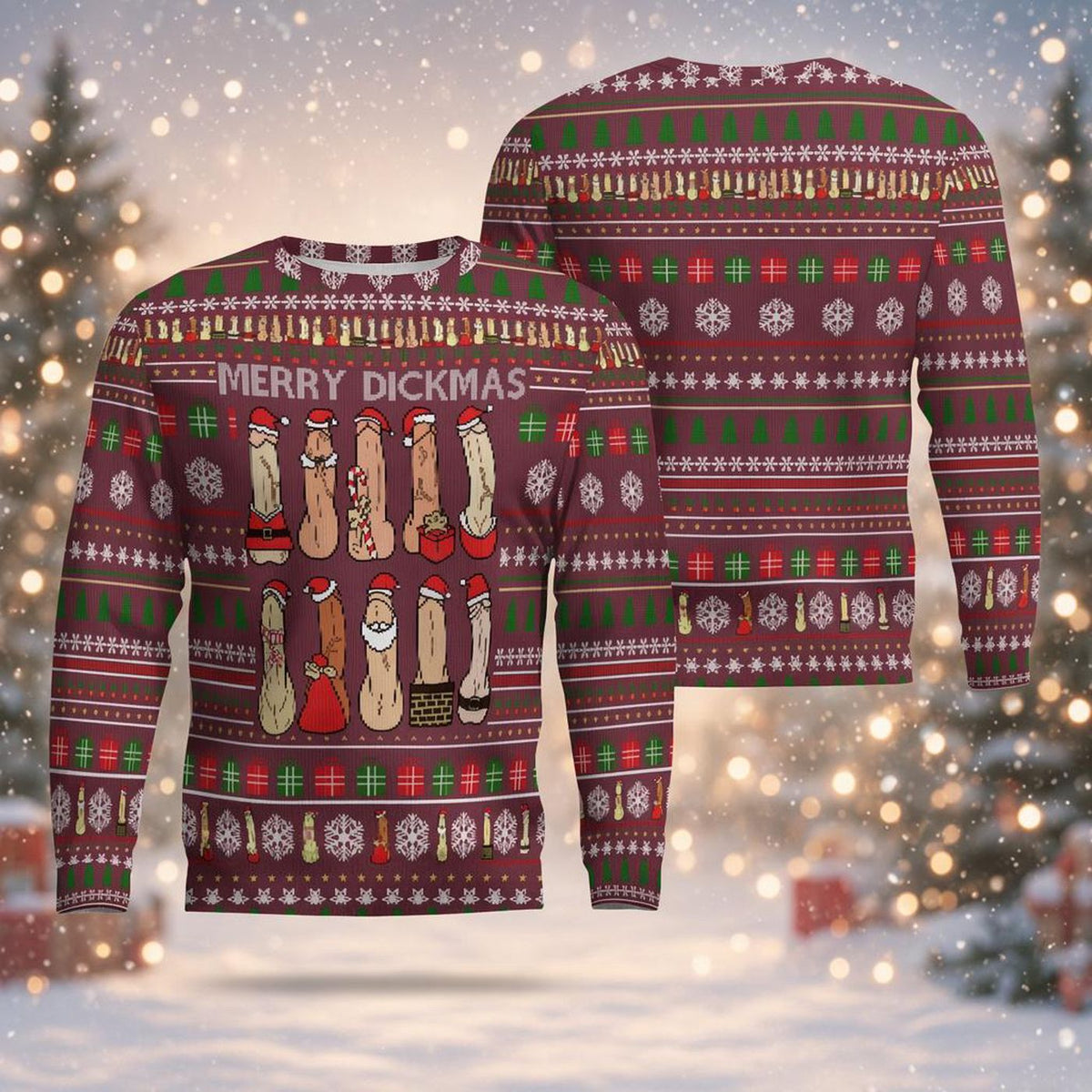 Merry Dickmas Ugly Christmas Sweater Funny Naughty Xmas Sweatshirt Men