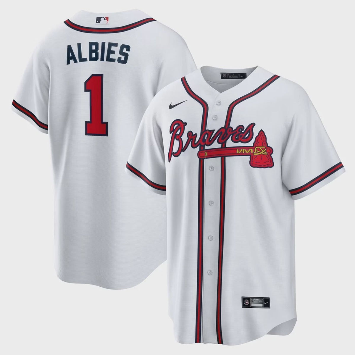 Atlanta Braves Albies #1 Nike Dri Fit Home Jersey Large NWT