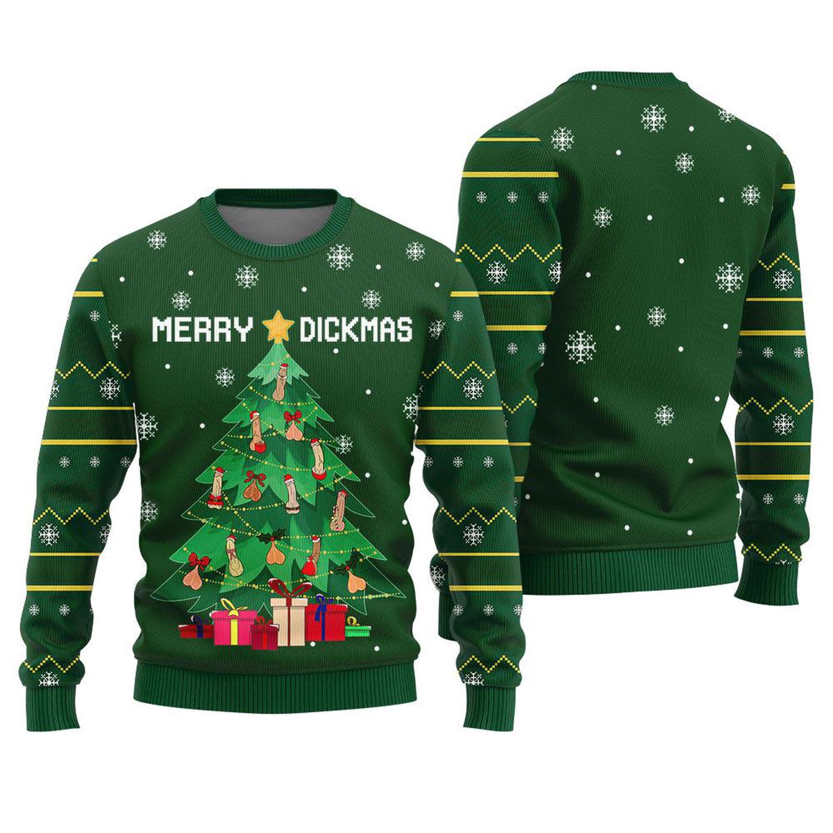 Naughty Merry Dickmas Women s Ugly Christmas Sweater Cockmas Holiday Sweatshirt