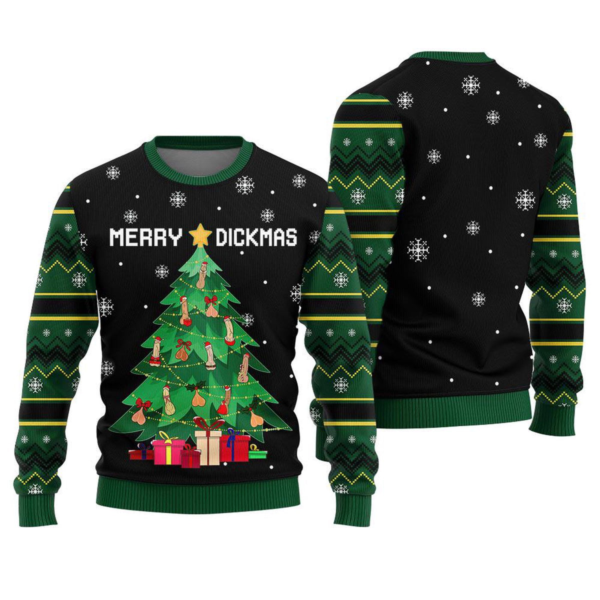Naughty Merry Dickmas Women s Ugly Christmas Sweater Cockmas Holiday Sweatshirt