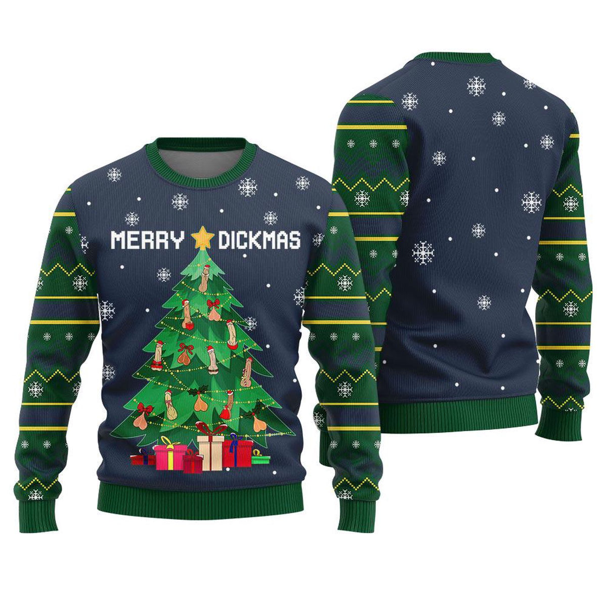 Naughty Merry Dickmas Women s Ugly Christmas Sweater Cockmas Holiday Sweatshirt