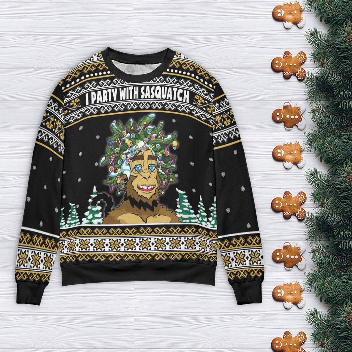 Sasquatch Christmas Ugly Sweater Bigfoot Mothman Camping Sweatshirt