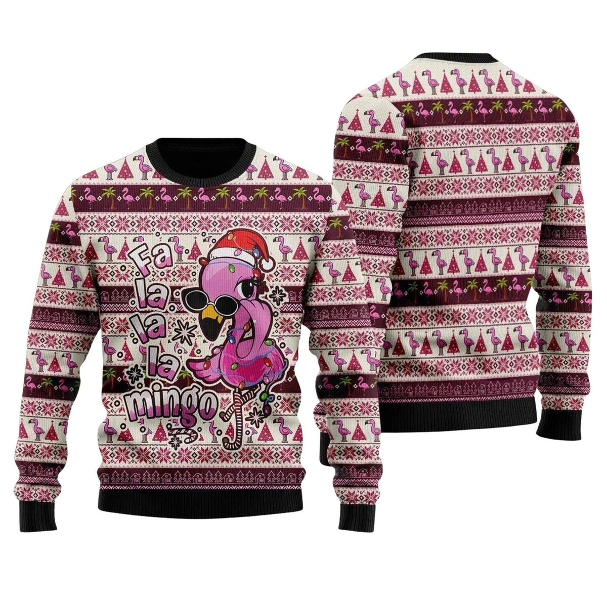 Pink Flamingo Christmas Sweater, Fa La La La Mingo Ugly Xmas Jumper, Unisex Gift