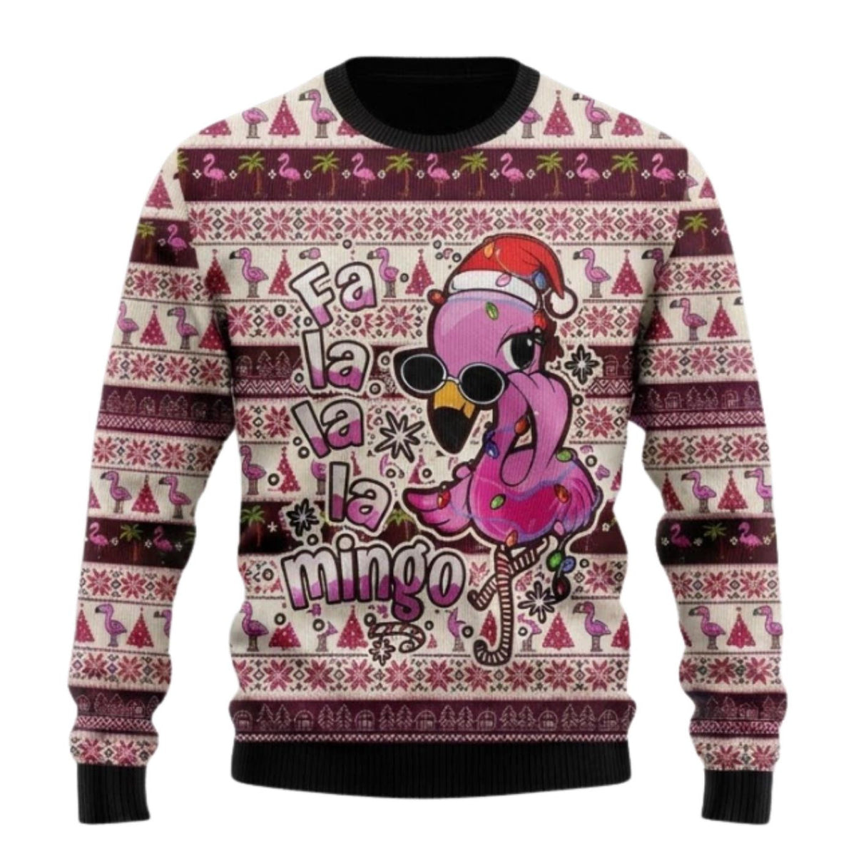 Pink Flamingo Christmas Sweater, Fa La La La Mingo Ugly Xmas Jumper, Unisex Gift