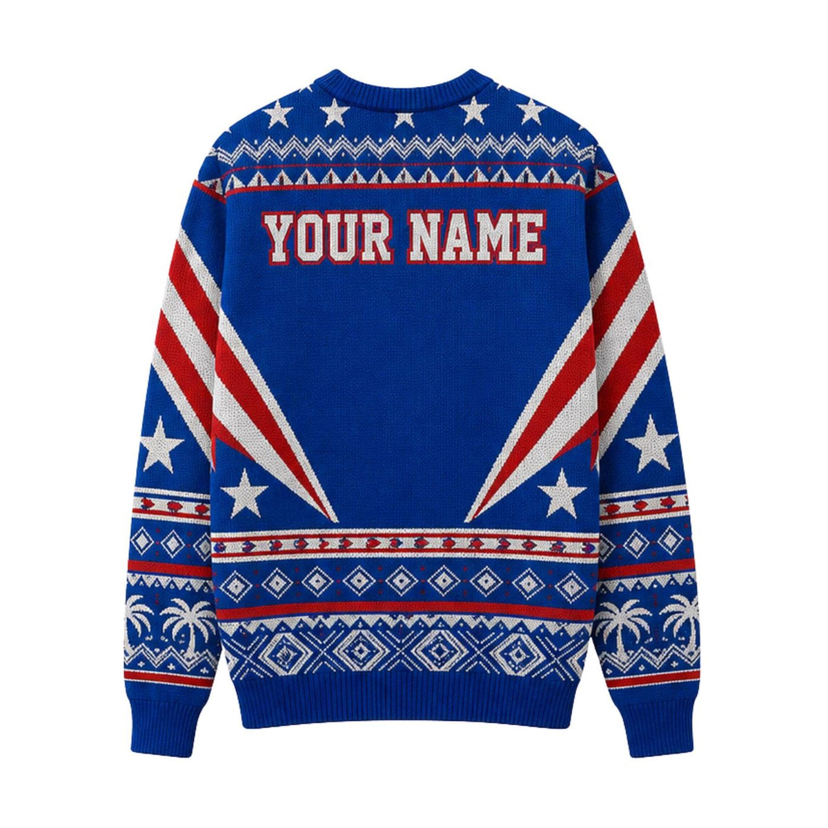 Puerto Rico Knitted Sweater Custom Name Boricua Country Pride Winter Knit