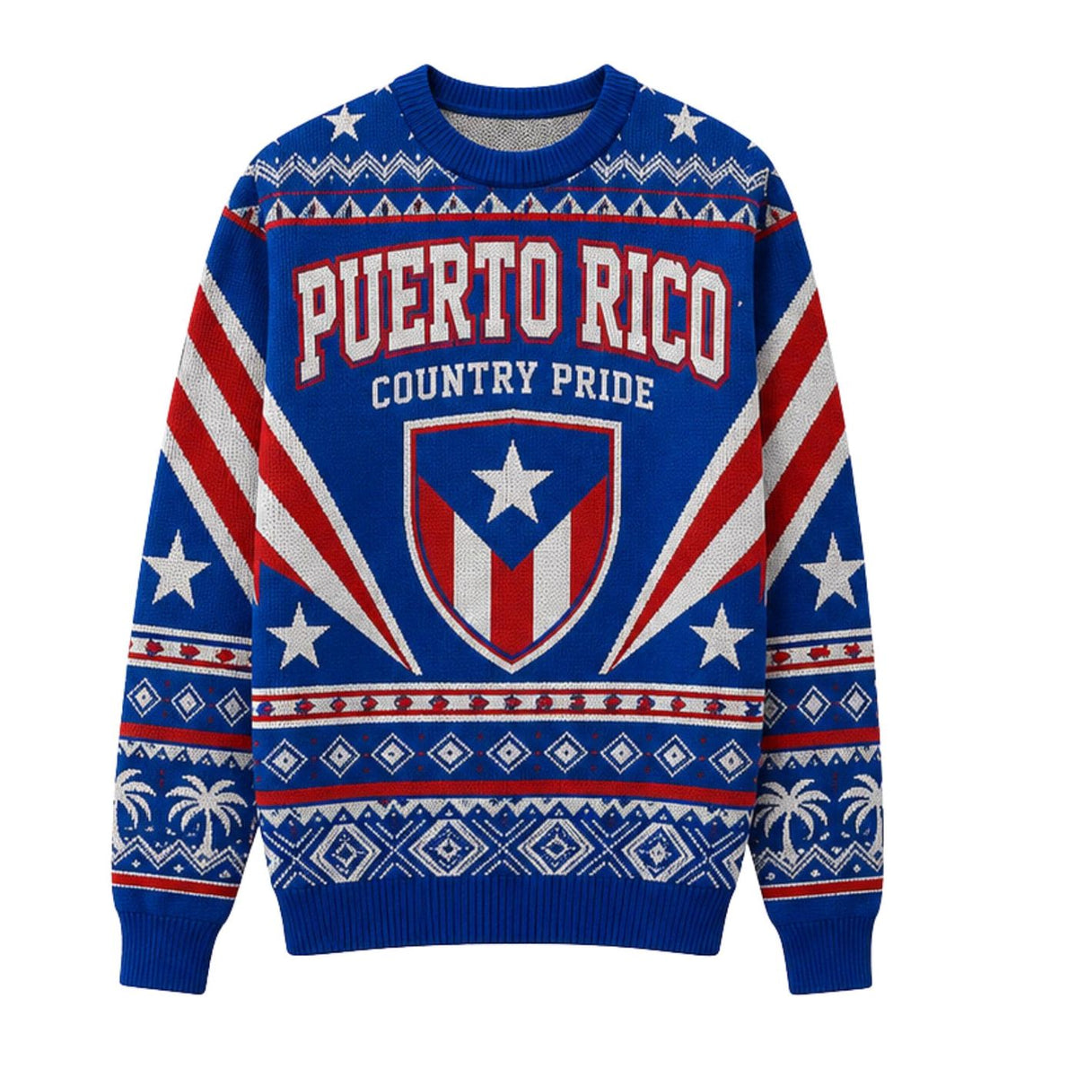 Puerto Rico Knitted Sweater Custom Name Boricua Country Pride Winter Knit