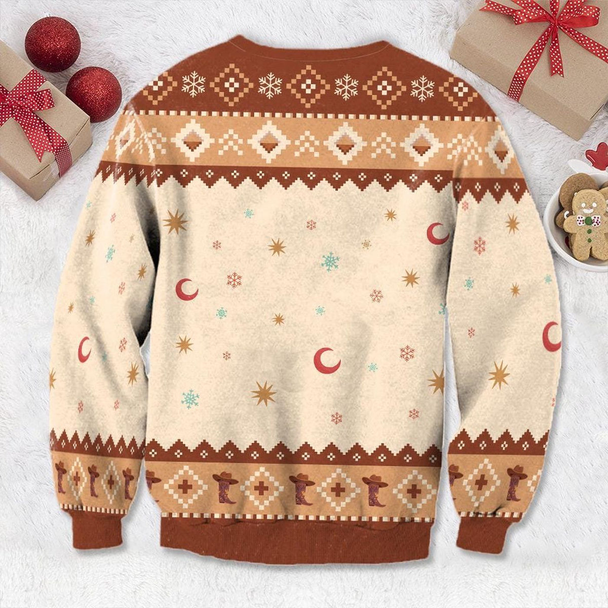 Retro Howdy Santa Christmas Ugly Sweater Cowboy Sweatshirt Xmas Gift for Dad