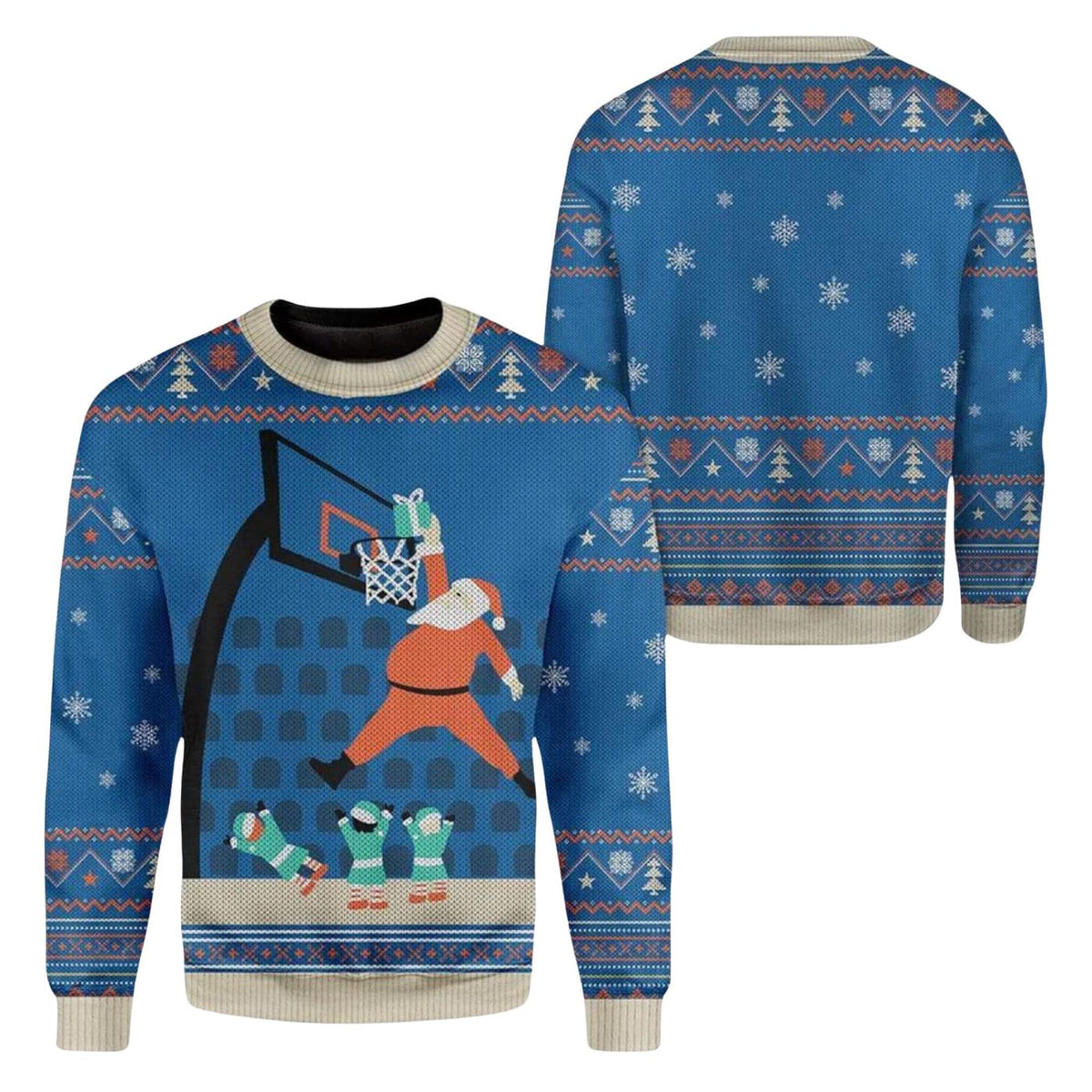 Santa Basketball Ugly Christmas Sweater, Funny Holiday Jumper, Unisex Xmas Party Gift