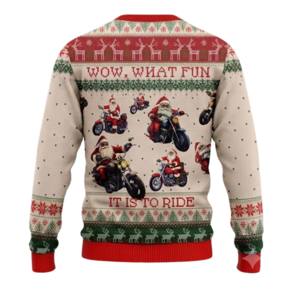 Santa Motorcycle Christmas Sweater, Funny Biker Ugly Xmas Pullover for Men and Women