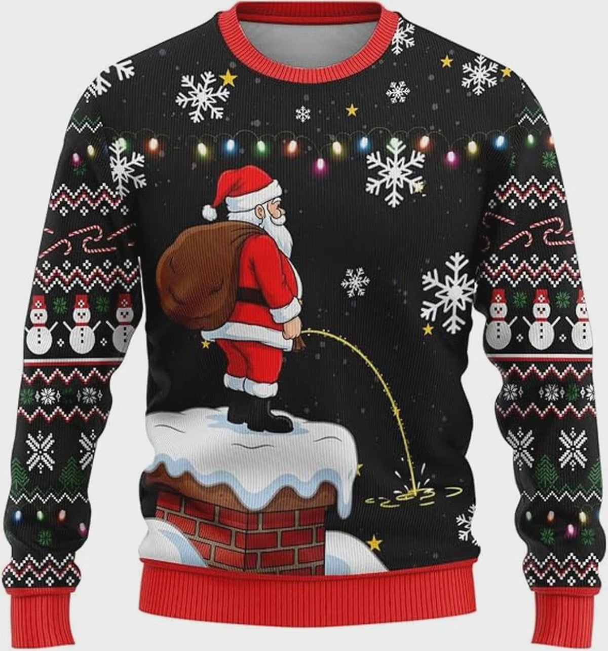 Santa Peeing Ugly Christmas Sweater Funny Dirty Joke Women Men Xmas Jumper